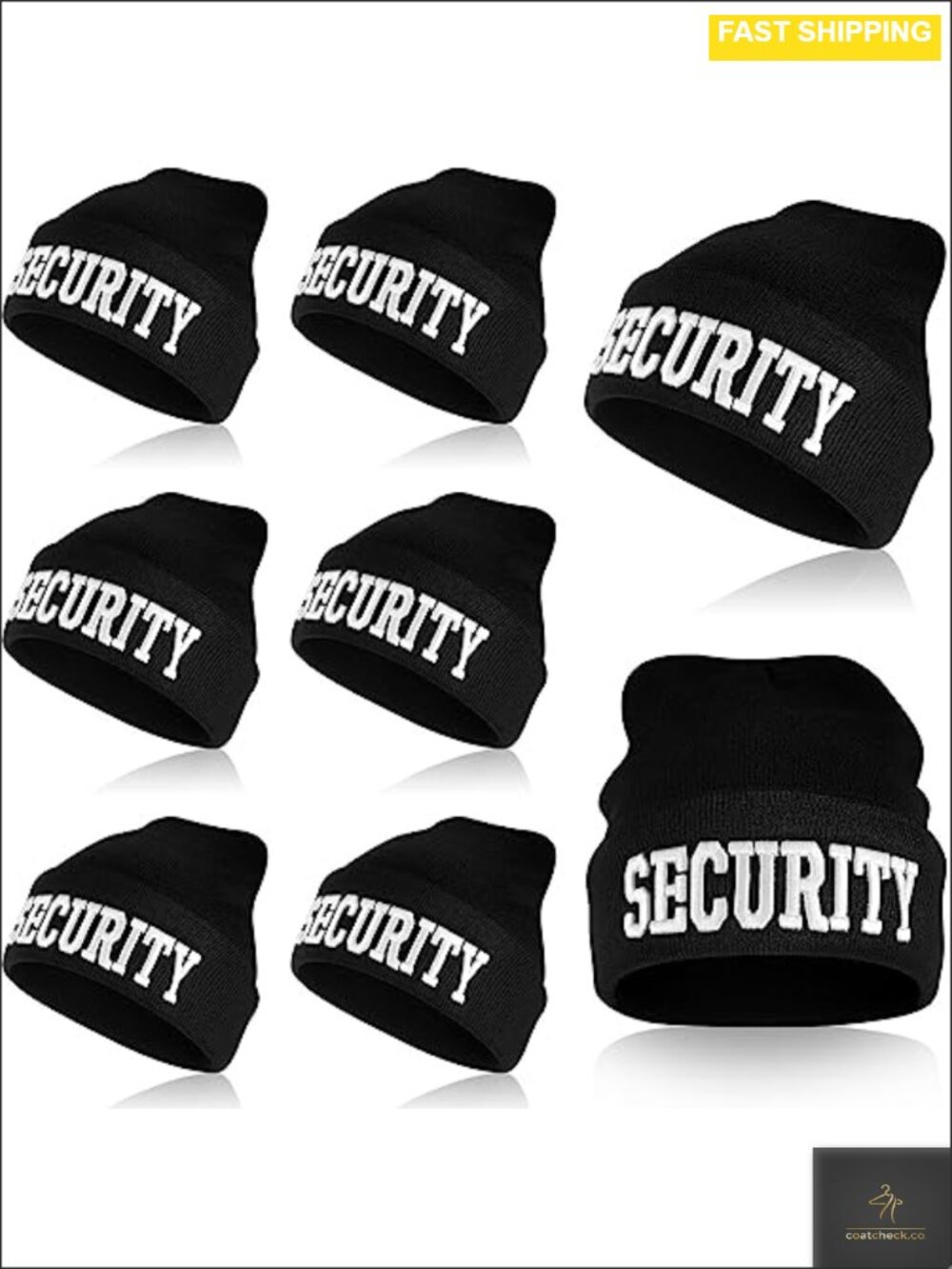 Cuffed Knit Beanie Hat Embroidered Security Acrylic One Size